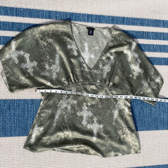 Womens Calvin Klein Funky CROSS Silky Top! ✝️ STUNNING! 🎄Large Must See! - Picture 5 of 14